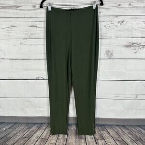 Sympli Pants Womens 4 Green Cropped Pull On Buttons Elastic Waist